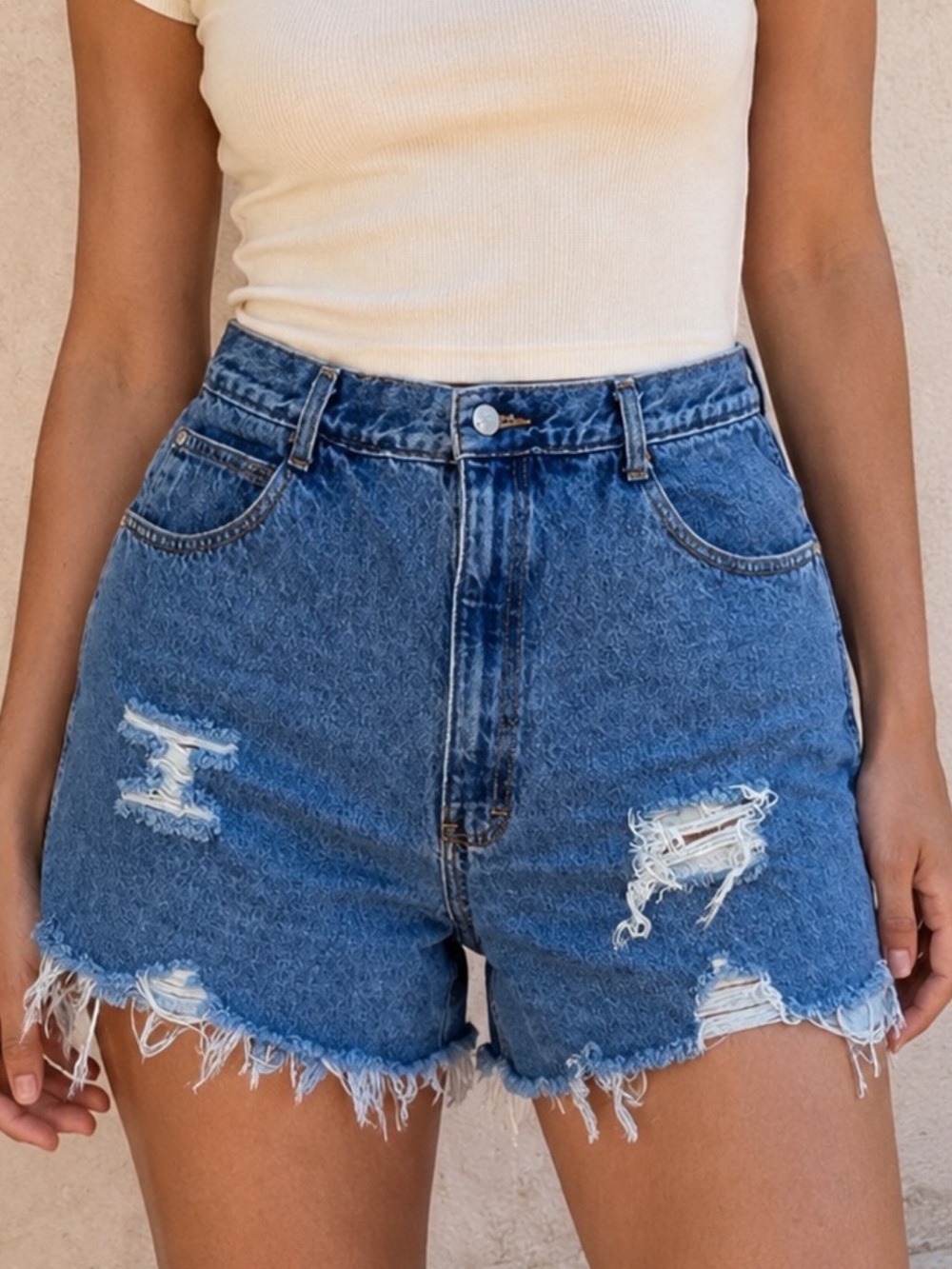 Vintage Gitano 90s High Rise Distressed Cutoff Jean Shorts 34